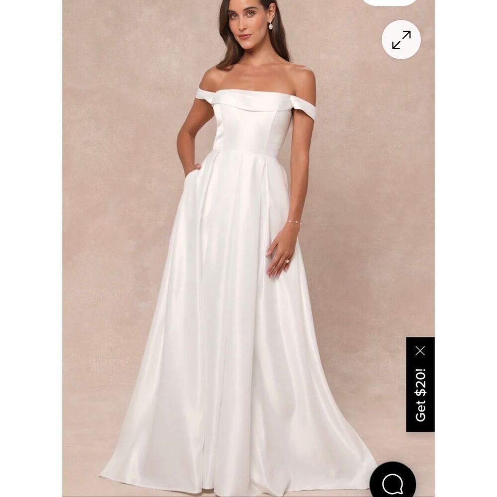 Extraordinary Vow White Off-the-Shoulder Maxi Dress with Pockets